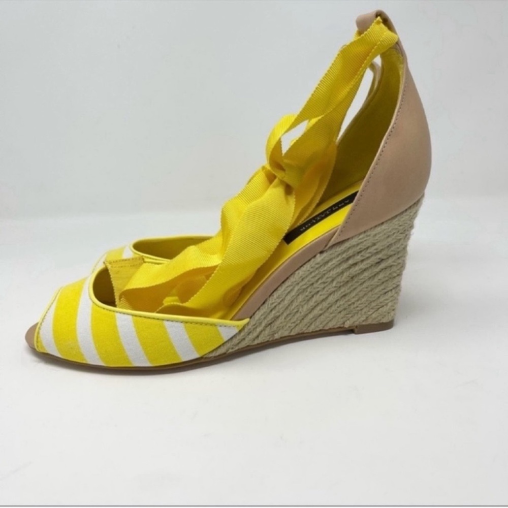 Ann Taylor Peep Toe Espadrilles with grosgrain tie s8 (fits like 8.5)